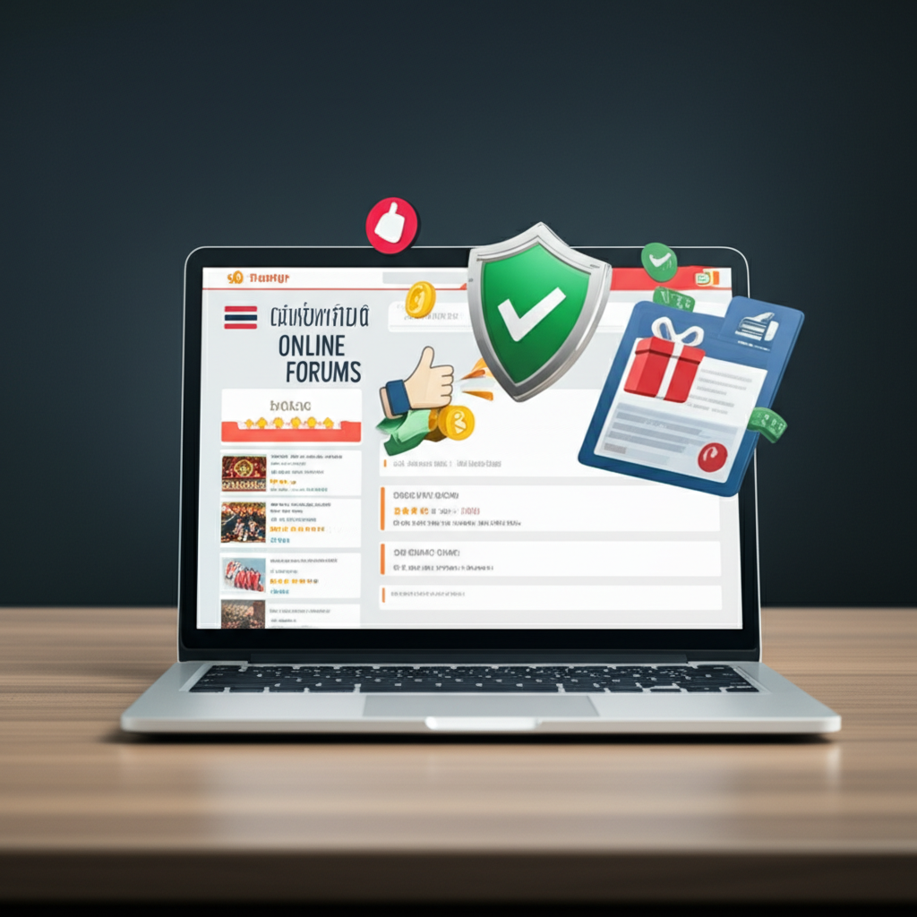 ภาพประกอบบทความ Case Study วิเคราะห์รีวิวเว็บสล็อตจาก Pantip แสดงรีวิวผู้เล่นและสัญลักษณ์ความน่าเชื่อถือ ความปลอดภัย และโปรโมชั่น