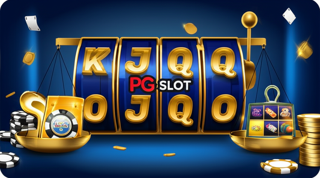 ภาพประกอบระบบเดิมพัน D'Alembert สำหรับสล็อต PG แสดงเครื่องสล็อต PG, ตาชั่งสมดุล และสัญลักษณ์การจัดการความเสี่ยงและระบบ Wallet ที่ปลอดภัย