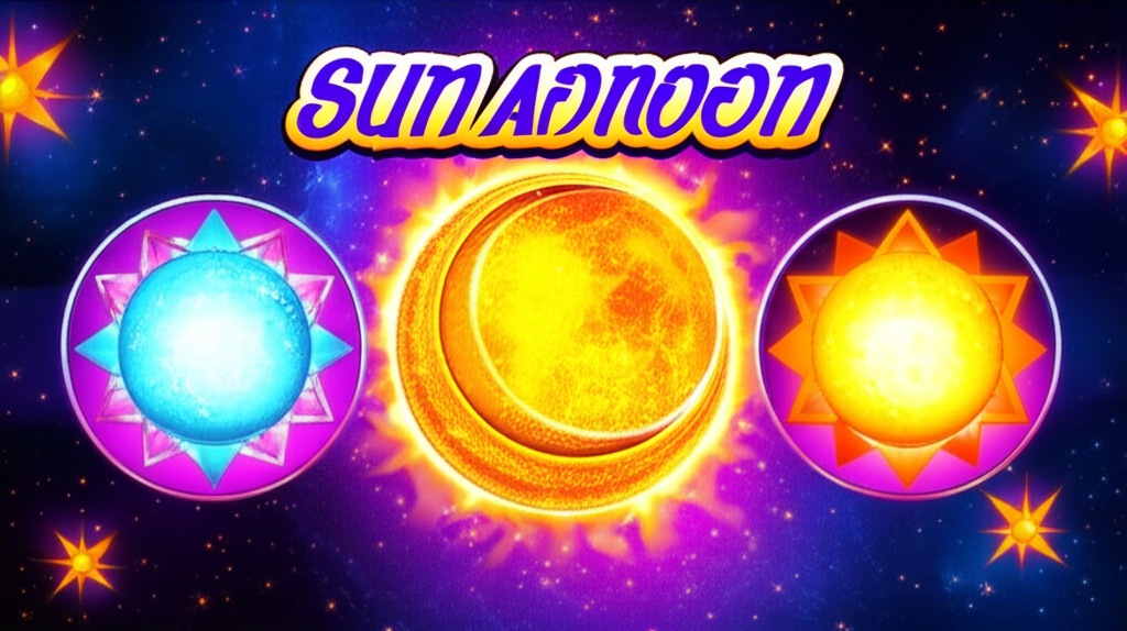 ภาพประกอบเกมสล็อต Destiny of Sun and Moon ธีมดาราศาสตร์ แสดงดวงอาทิตย์และดวงจันทร์ พร้อมสัญลักษณ์จักรวาลและสล็อตที่น่าสนใจสำหรับมือใหม่