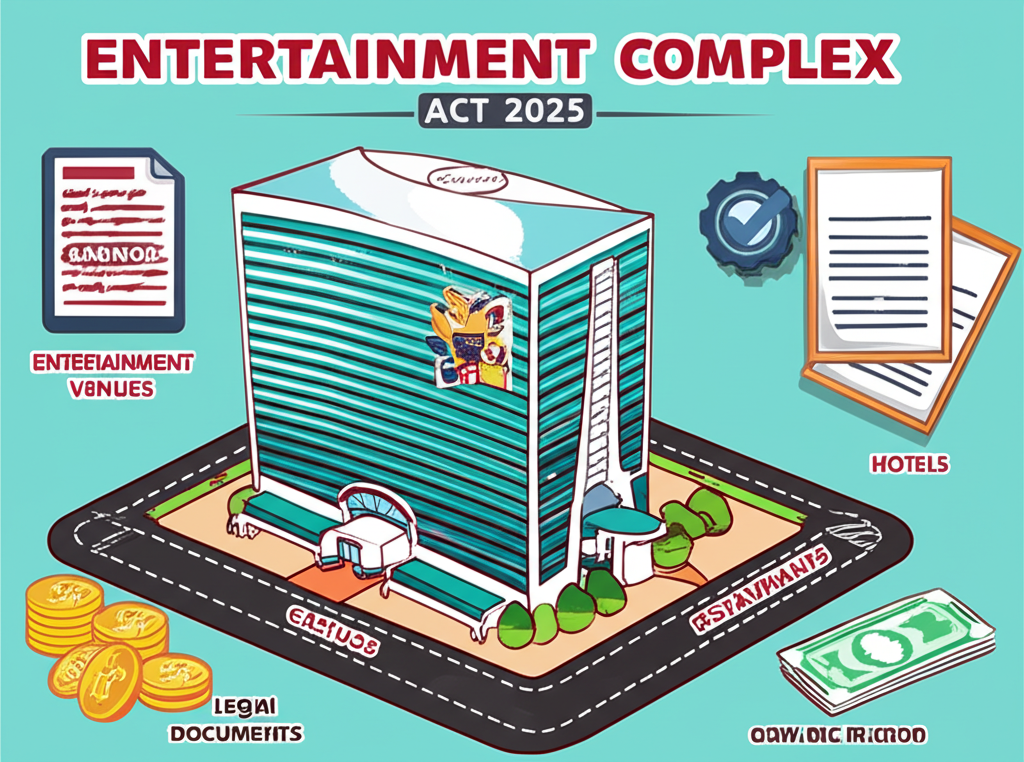 อินโฟกราฟิกแสดงภาพรวมกฎหมายสถานบันเทิงครบวงจรปี 2025 พร้อมโซนคาสิโนและข้อกำหนดใบอนุญาต