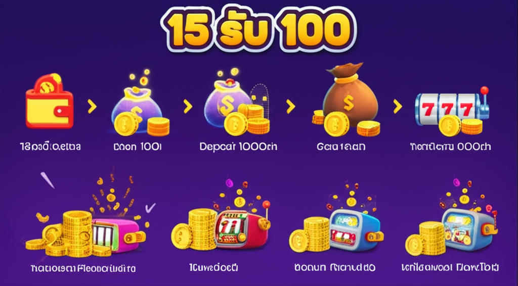อินโฟกราฟิกขั้นตอนการใช้โปรโมชั่น 15 รับ 100 บนเว็บไซต์ PGSLOT อย่างละเอียด