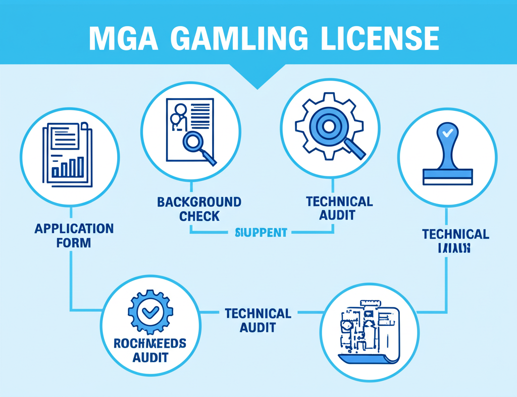 อินโฟกราฟิกแสดงขั้นตอนการขอใบอนุญาต MGA ตั้งแต่การสมัครจนได้รับอนุมัติ