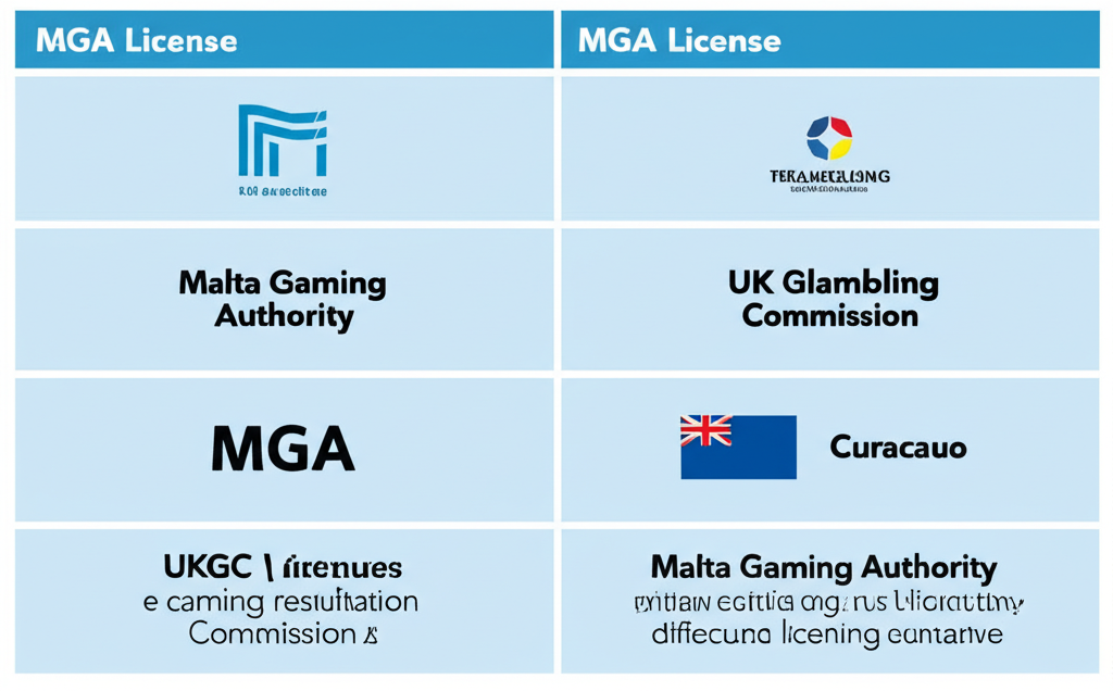 ตารางเปรียบเทียบใบอนุญาต MGA กับใบอนุญาตอื่น ๆ เช่น UKGC และ Curacao