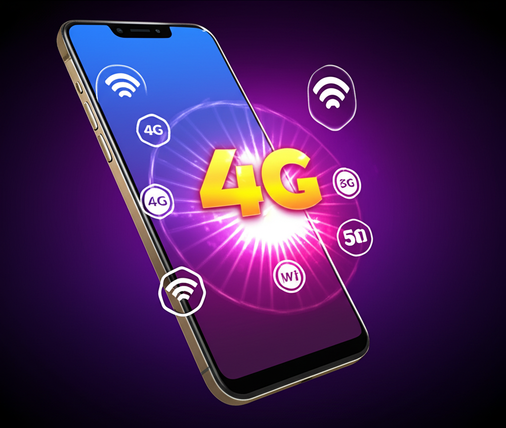 ภาพมือถือแสดงเกมสล็อตออนไลน์พร้อมสัญญาณเครือข่าย 4G 5G และ WiFi ที่เสถียรสำหรับการเล่นสล็อตมือถืออย่างลื่นไหล