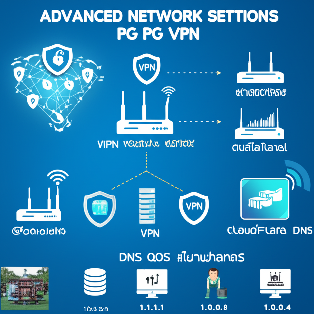 อินโฟกราฟิกแสดงวิธีตั้งค่า VPN, DNS และเราเตอร์เพื่อแก้ไขปัญหา Connection Error ขั้นสูงในเกมสล็อต PG