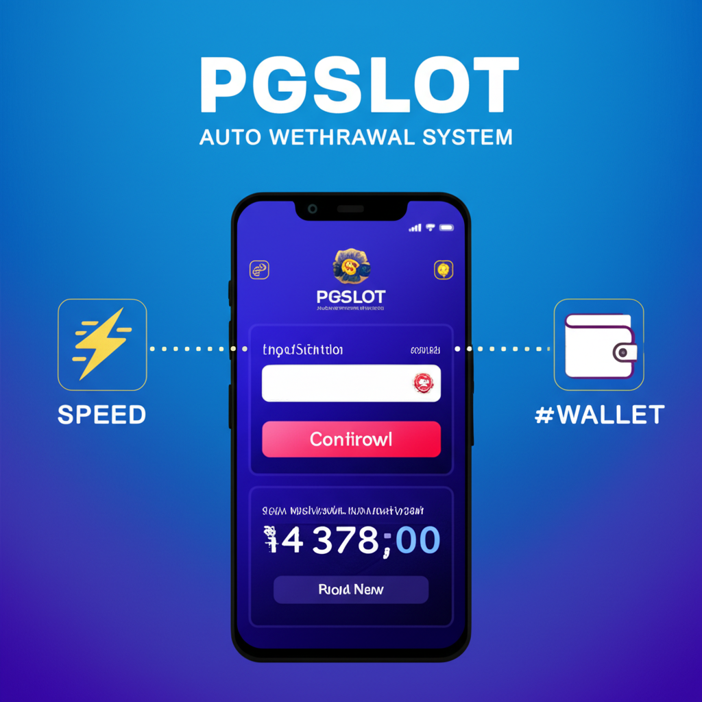 ภาพหน้าจอระบบถอนเงินอัตโนมัติของ PGSLOT แสดงการกรอกจำนวนเงินและสถานะธุรกรรมแบบเรียลไทม์