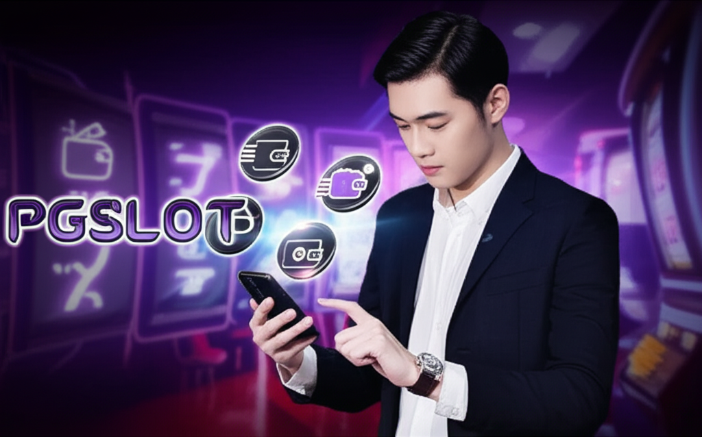 ภาพประกอบผู้ใช้มือถือถอนเงินเร็วจากระบบวอเลท PGSLOT เน้นความรวดเร็วและความปลอดภัย