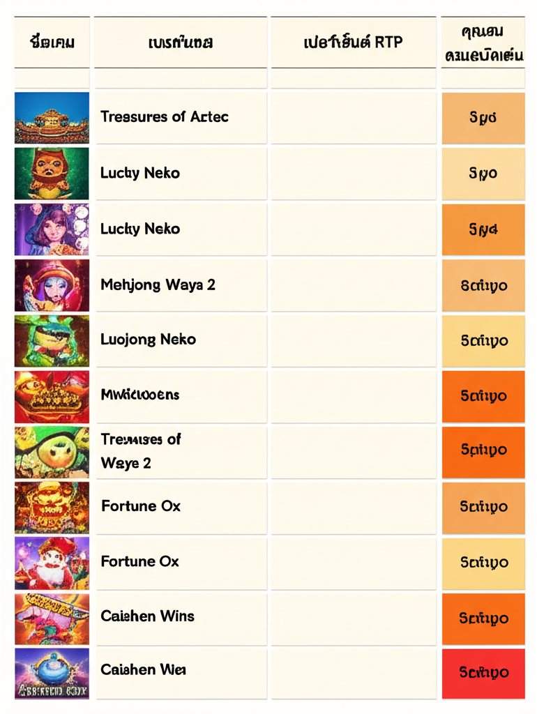 ตารางเปรียบเทียบเกมสล็อต PG ที่มีระดับความผันผวนและ RTP พร้อมฟีเจอร์เด่น