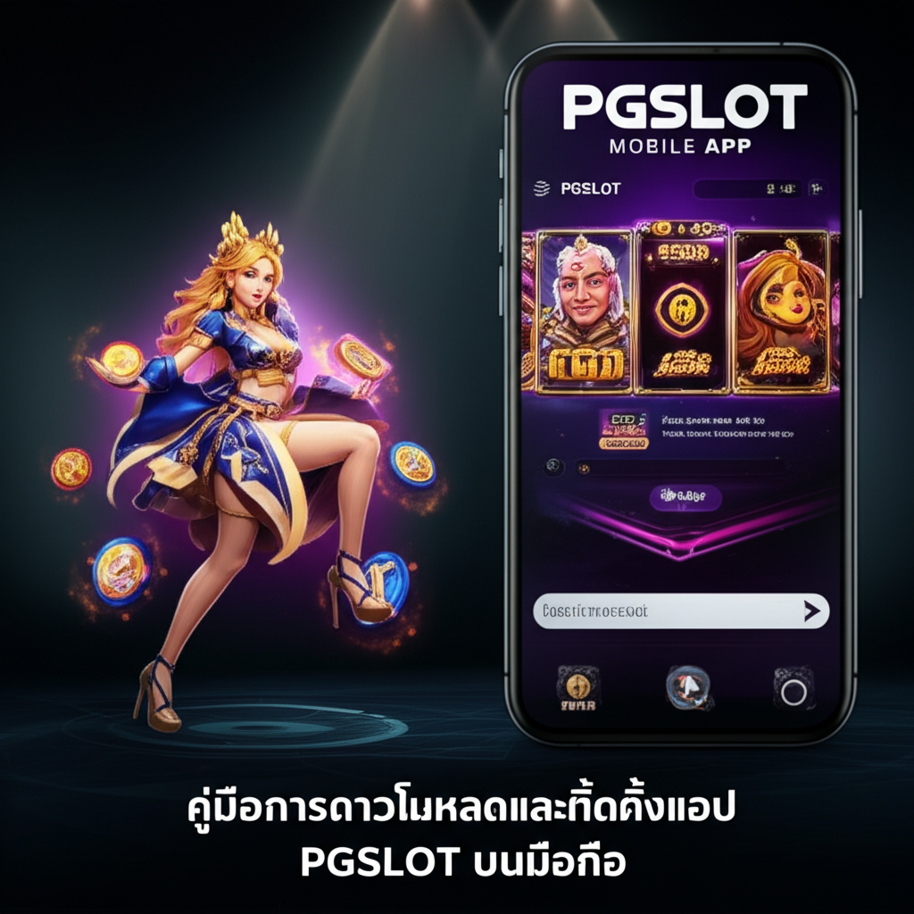 ภาพหน้าจอแอป PGSLOT บนมือถือ พร้อมไอคอนความปลอดภัย ความรวดเร็ว และความน่าเชื่อถือ