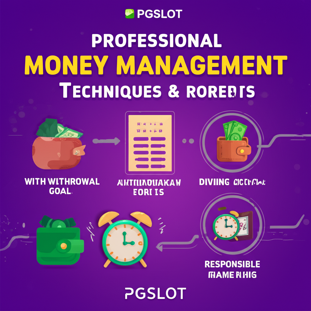 อินโฟกราฟิกเทคนิคการจัดการเงินและถอนกำไรจาก PGSLOT อย่างมืออาชีพ พร้อมคำแนะนำการเล่นอย่างรับผิดชอบ