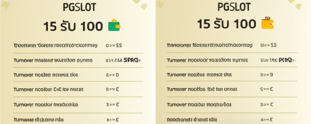 อินโฟกราฟิกแสดงรายละเอียดโปรโมชั่น 15 รับ 100 ของ PGSLOT พร้อมขั้นตอนและเงื่อนไข