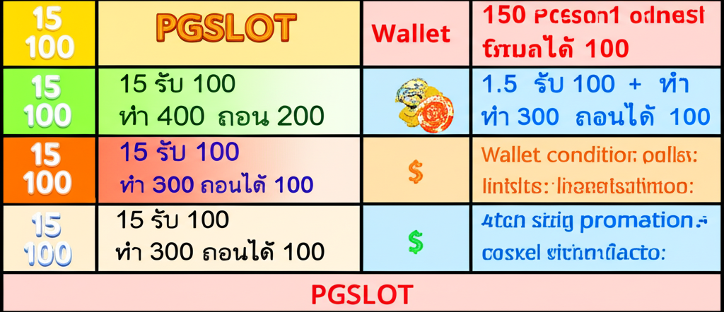 ตารางเปรียบเทียบโปรโมชั่นยอดนิยมของ PGSLOT พร้อมเงื่อนไขและข้อดีข้อเสีย