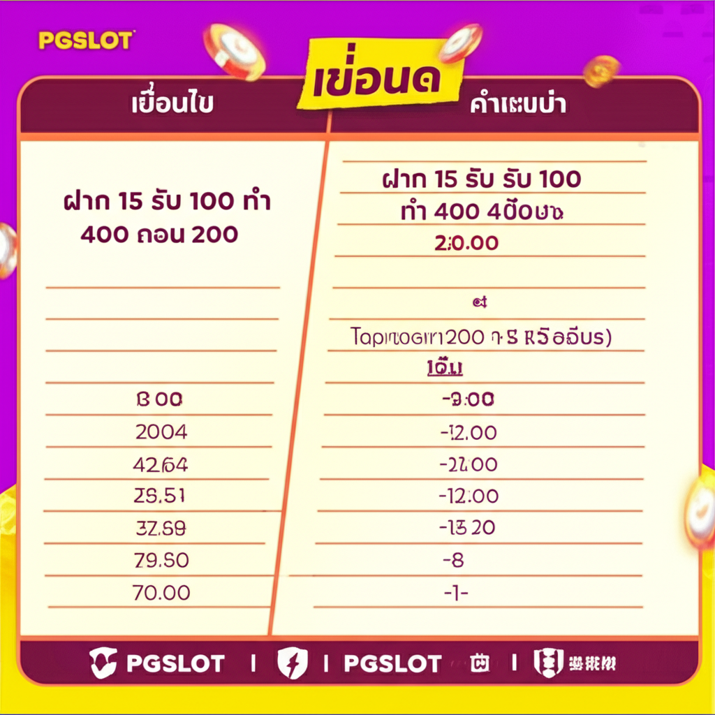 ตารางเปรียบเทียบโปรโมชั่นสล็อตออนไลน์ยอดนิยม เช่น ฝาก 15 รับ 100 พร้อมเงื่อนไขและข้อแนะนำ