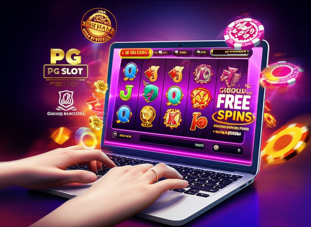 ภาพประกอบโปรโมชั่นสล็อต PG ที่แสดงเกมสล็อตออนไลน์พร้อมโบนัสฟรีสปินและโบนัสเงินฝาก พร้อมสัญลักษณ์ความน่าเชื่อถือจาก MGA และ BMM Testlabs
