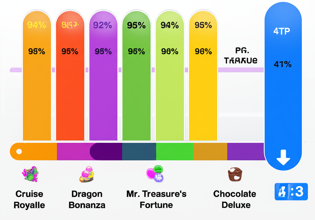 อินโฟกราฟิกเปรียบเทียบเปอร์เซ็นต์ RTP ของเกมสล็อต PG ยอดนิยมที่เหมาะกับผู้ทุนน้อย