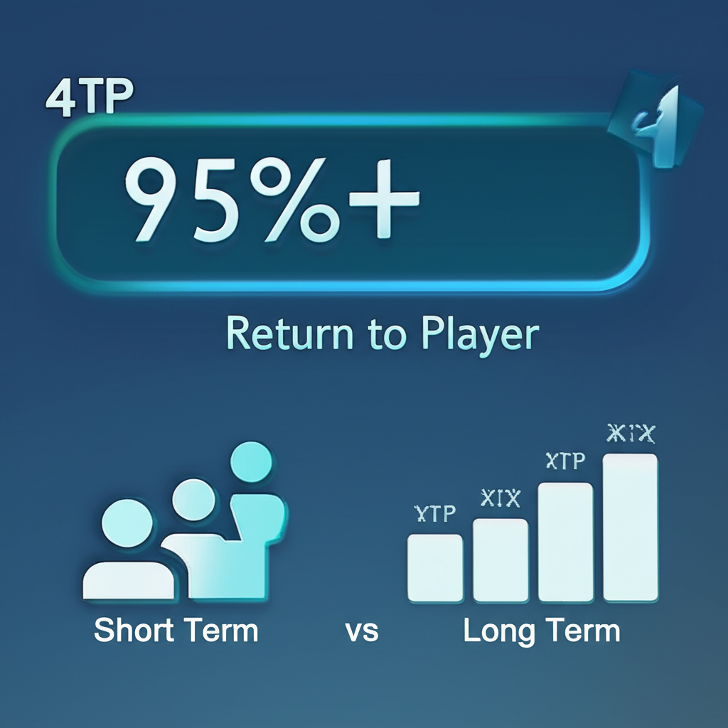 อินโฟกราฟิกอธิบายค่า RTP ในเกมสล็อต PG พร้อมแสดงเปอร์เซ็นต์และความแตกต่างระหว่างระยะสั้นและระยะยาว