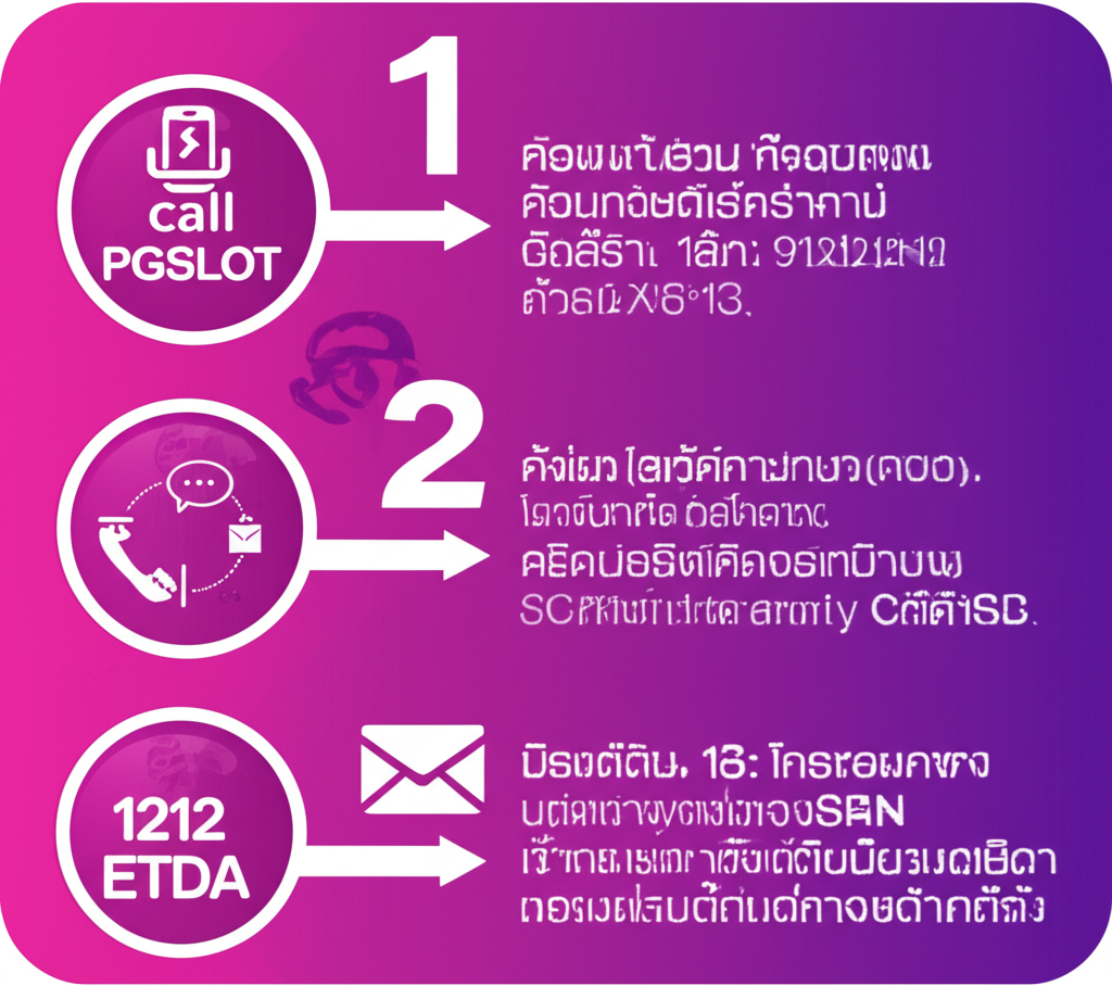 อินโฟกราฟิกขั้นตอนการรายงานปัญหาความปลอดภัยใน PGSLOT ผ่านช่องทางต่างๆ