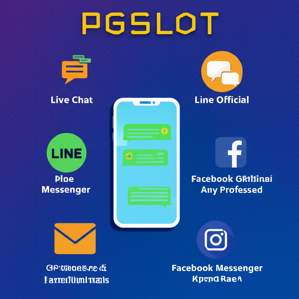 แผนภาพแสดงช่องทางติดต่อฝ่ายสนับสนุนของ PGSLOT พร้อมข้อดีข้อจำกัดของแต่ละช่องทาง