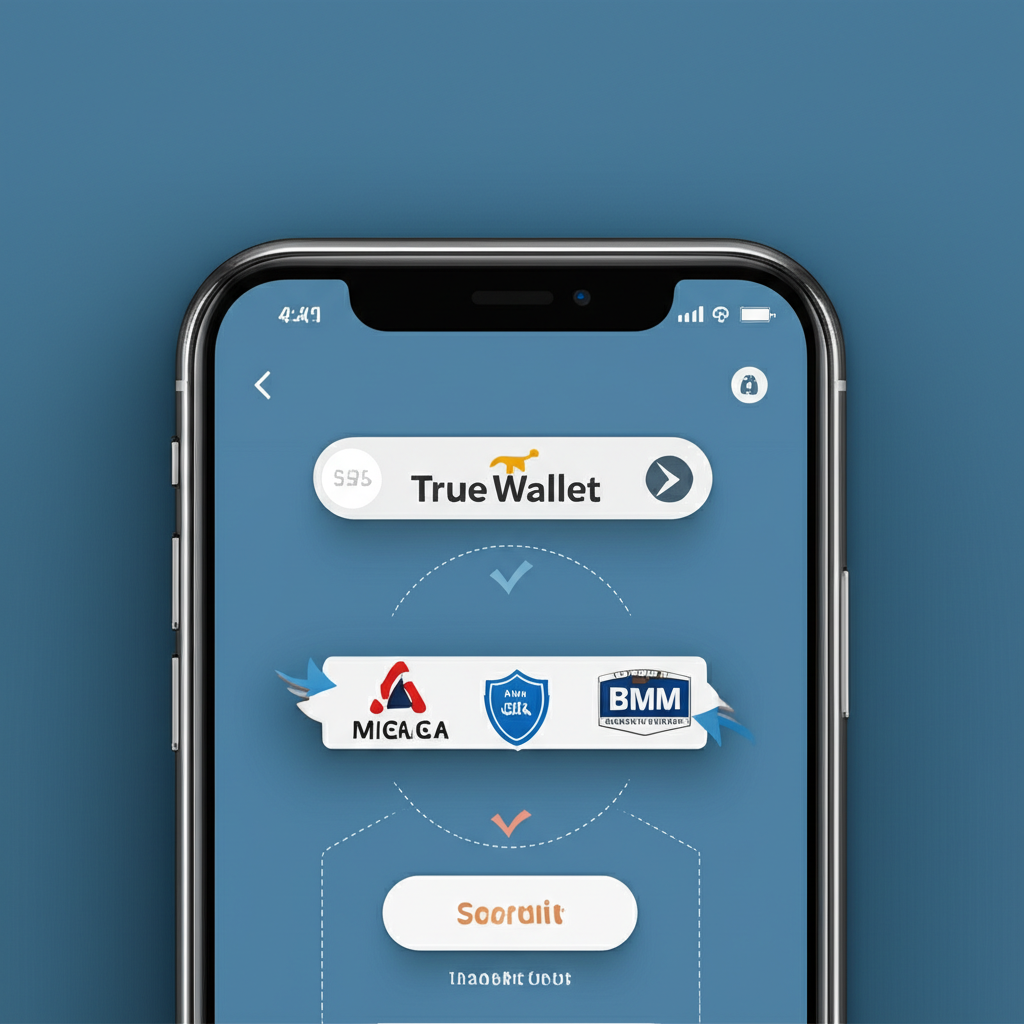 ภาพแสดงระบบฝาก-ถอนผ่าน Wallet และ True Wallet บนมือถืออย่างปลอดภัย พร้อมใบอนุญาตสากล