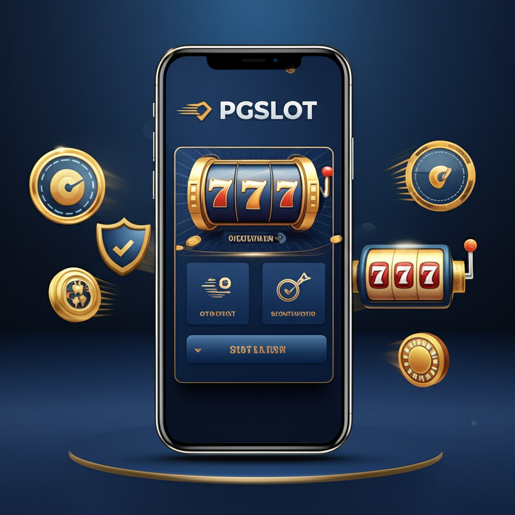 ภาพหน้าจอมือถือแสดงอินเทอร์เฟซ PGSLOT Wallet พร้อมไอคอนความปลอดภัยและเกมสล็อต แสดงถึงความรวดเร็วและปลอดภัยในการสมัครสมาชิก