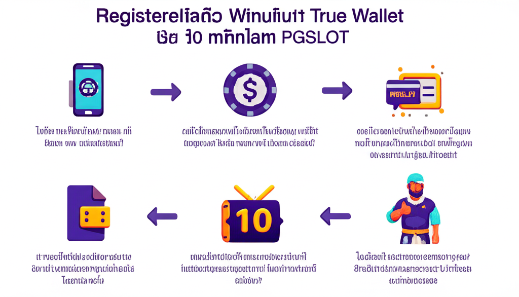 อินโฟกราฟิกขั้นตอนสมัครและเชื่อมต่อ Wallet กับ PGSLOT ภายใน 10 นาที