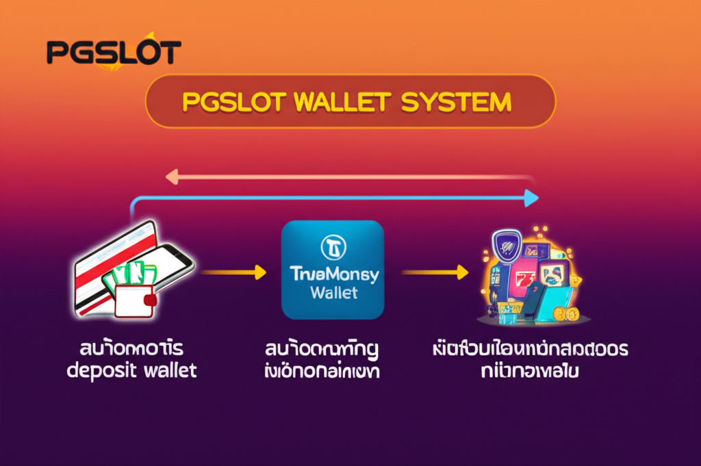 แผนภาพแสดงระบบ Wallet และระบบฝาก-ถอนอัตโนมัติของ PGSLOT ที่รวดเร็วและปลอดภัย