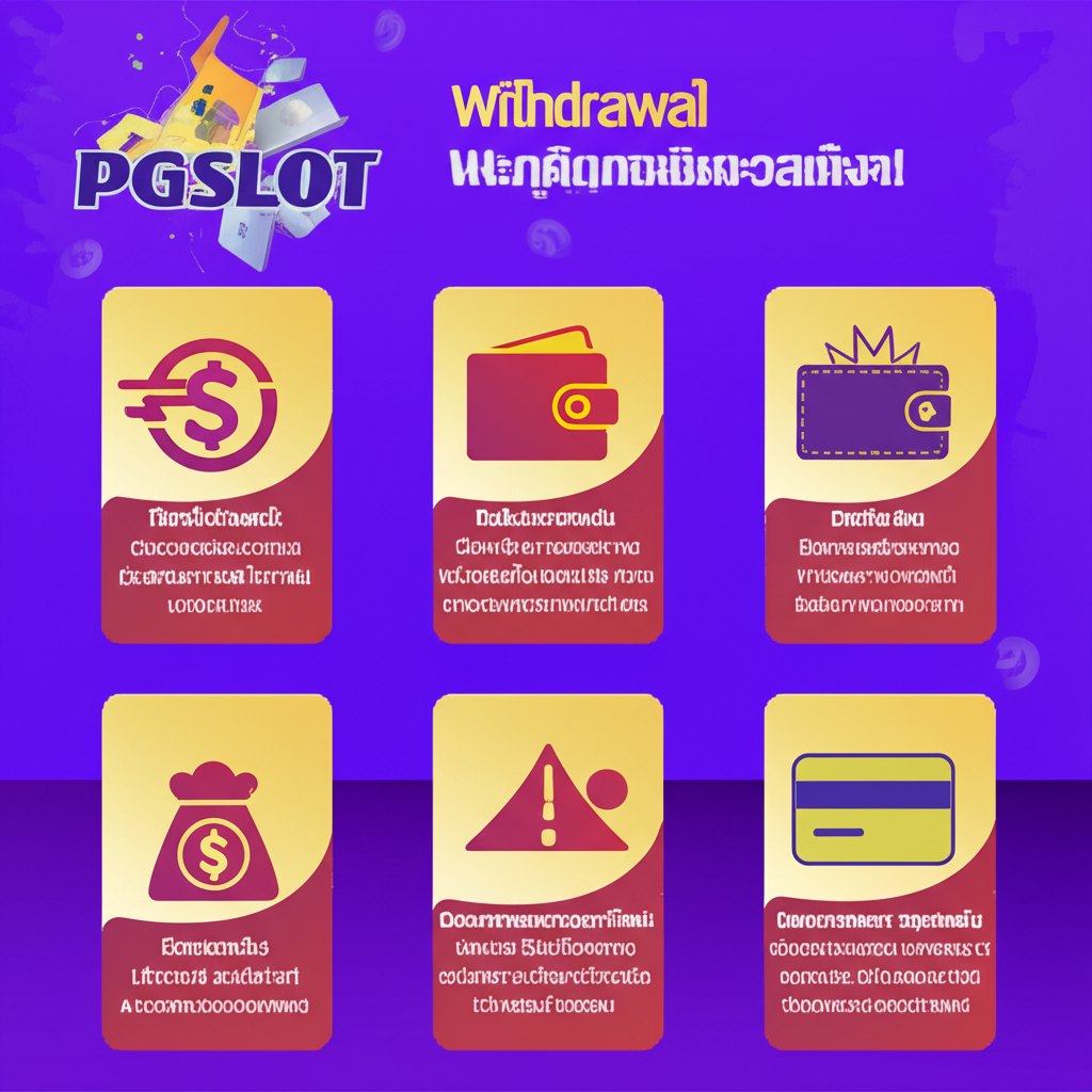 ภาพอินโฟกราฟิกแสดงขั้นตอนการถอนเงินจาก PGSLOT อย่างรวดเร็วและปลอดภัย พร้อมช่องทางติดต่อฝ่ายบริการลูกค้า