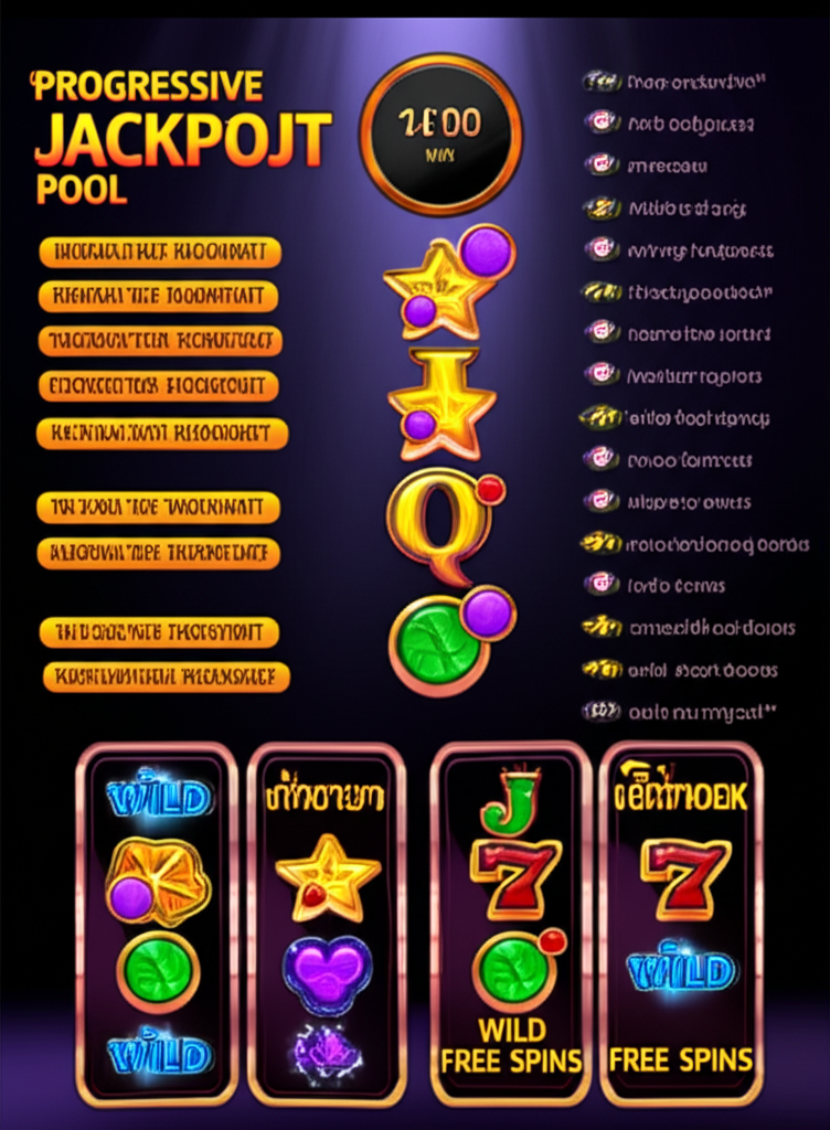 อินโฟกราฟิกแสดงสัญญาณแจ็คพอตโปรเกรสซีฟใกล้แตก เช่น เงินรางวัลสะสมและสัญลักษณ์พิเศษ