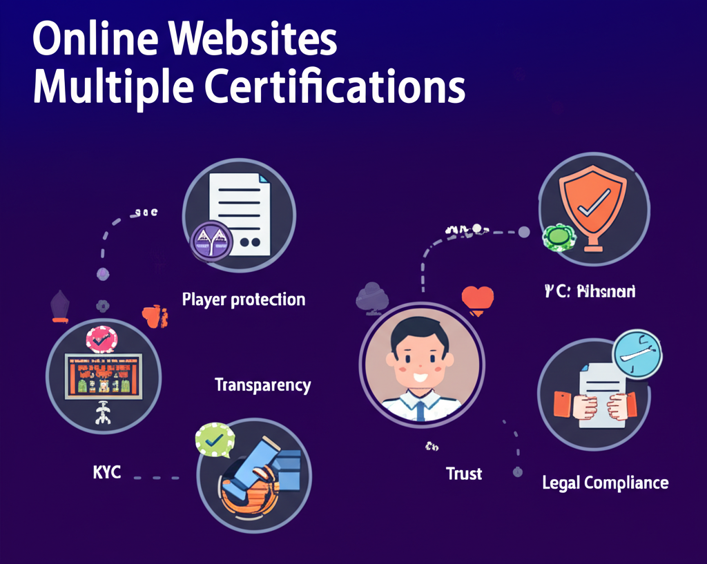 อินโฟกราฟิกแสดงเหตุผลหลักที่เว็บสล็อตต้องผ่านการรับรองหลายองค์กรเพื่อปกป้องผู้เล่นและสร้างความน่าเชื่อถือ