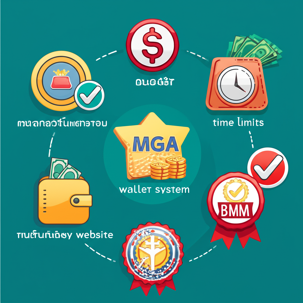 อินโฟกราฟิกแนะนำวิธีการจัดการเงินและการพนันอย่างรับผิดชอบ เช่น การตั้งงบประมาณ การจำกัดเวลา และการเลือกเว็บไซต์ที่น่าเชื่อถือ