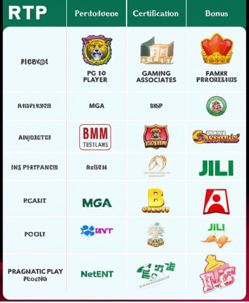 ตารางเปรียบเทียบอัตราการจ่ายและใบอนุญาตของ PG SLOT กับค่ายเกมสล็อตอื่นๆ