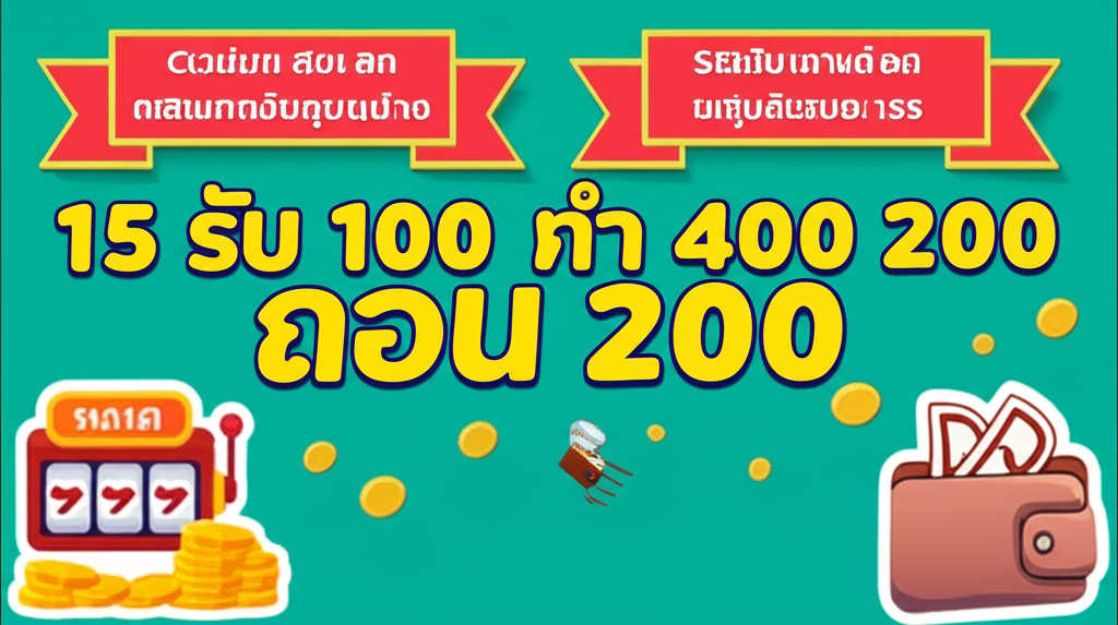 โปรโมชั่นสล็อตยอดนิยม 15 รับ 100 ทํา 400 ถอน 200 พร้อมคำอธิบายและวิธีใช้สำหรับมือใหม่