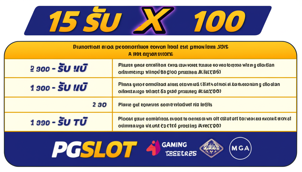 ตารางเปรียบเทียบโปรโมชั่นสล็อต 15 รับ 100 พร้อมเงื่อนไขและข้อจำกัดอย่างชัดเจน