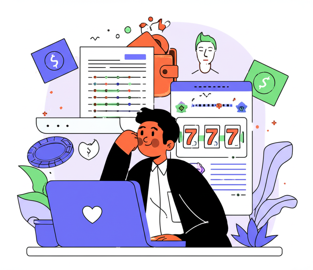 ภาพประกอบการจัดการงบประมาณและอารมณ์ขณะเล่นสล็อตออนไลน์ในช่วง COVID-19