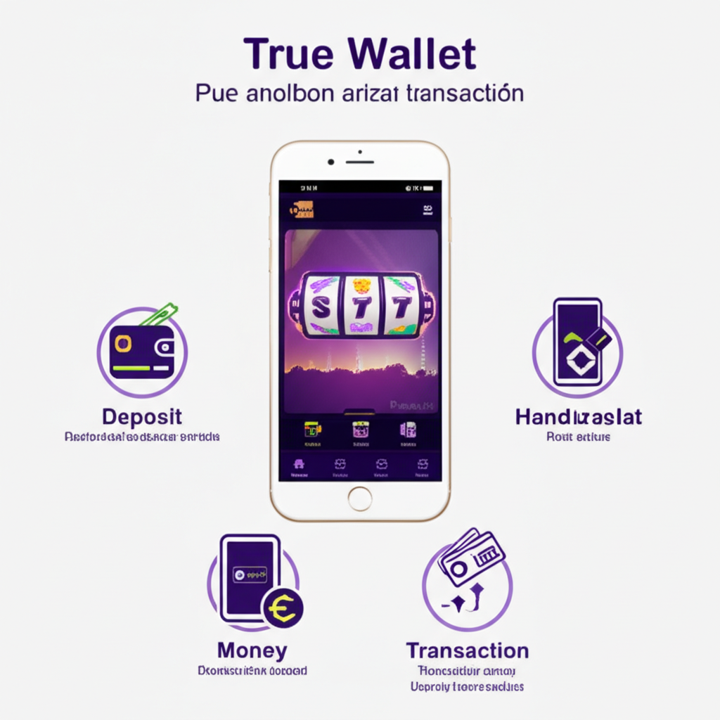 อินโฟกราฟิกขั้นตอนการฝากถอนผ่าน True Wallet สำหรับเว็บสล็อตที่รองรับระบบ Wallet