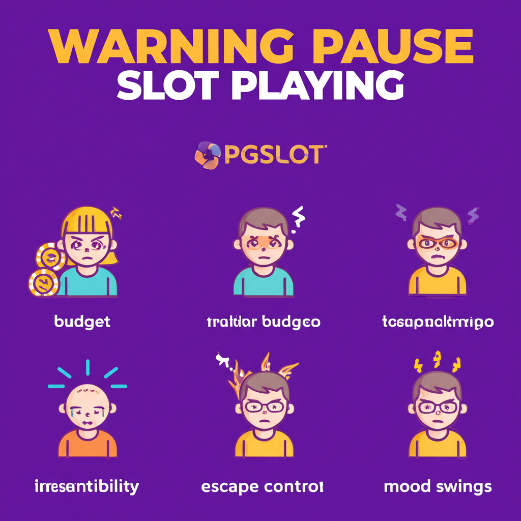 อินโฟกราฟิกแสดง 5 สัญญาณเตือนให้หยุดเล่นสล็อตชั่วคราว เช่น เล่นเกินงบ เครียด เล่นเพื่อหนีปัญหา ควบคุมเวลาไม่ได้ และอารมณ์แปรปรวน