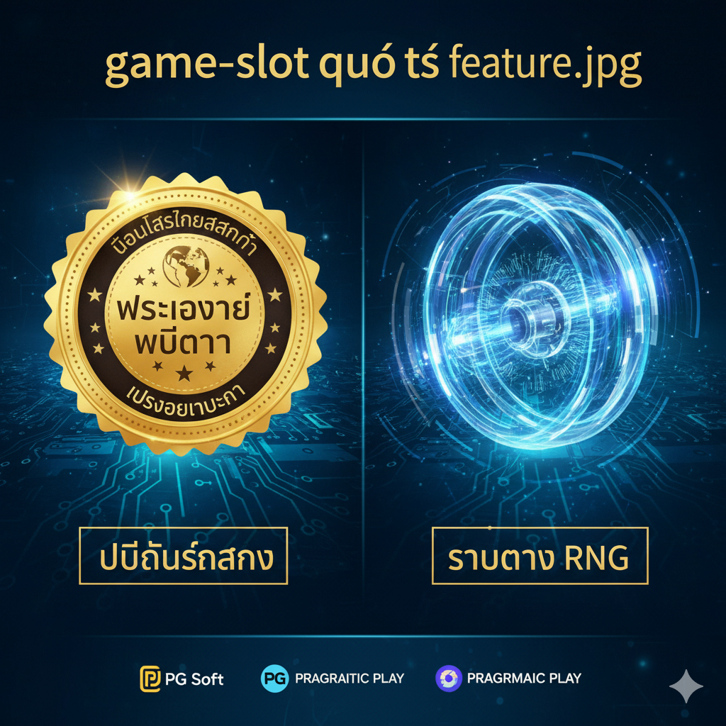 ฟังก์ชันภาพเน้นการแสดง 'มาตรฐานสากล' และ 'ลิขสิทธิ์แท้' มีตราประทับ 'Verified' หรือ 'Licensed' พร้อมสัญลักษณ์โลกและระบบ RNG Certified