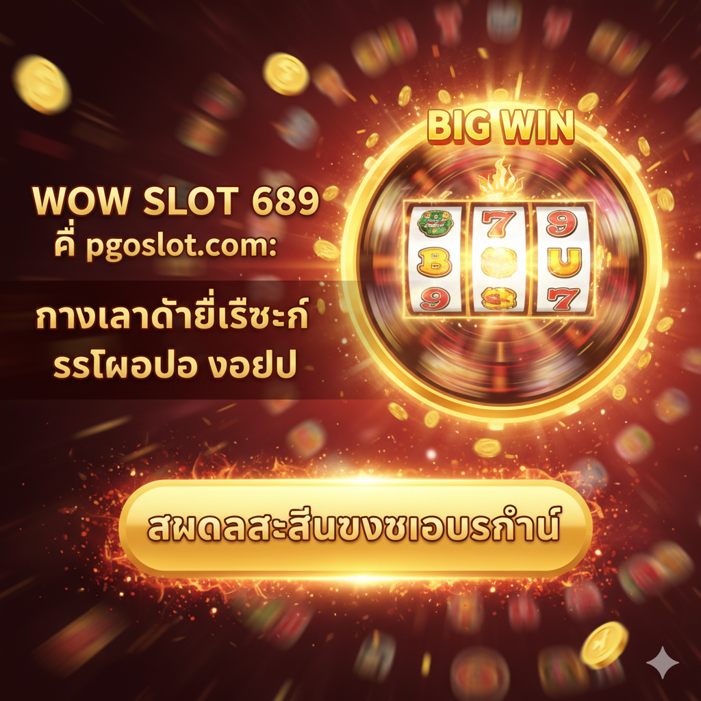ภาพสรุปและกระตุ้นการตัดสินใจ (Call to Action) ในรูปแบบที่ทรงพลังและเร่งด่วน ใช้โทนสีร้อนแรง เช่น สีแดงและสีส้ม คู่กับสีทองเพื่อกระตุ้นให้เกิดการสมัครสมาชิกทันที องค์ประกอบหลักคือภาพวงล้อสล็อตขนาดใหญ่ที่กำลังหมุน หรือสัญลักษณ์ 'BIG WIN' ที่ส่องแสง พร้อมข้อความสรุป: 'WOW SLOT 689 ที่ pgoslot.com: ทางเข้าที่ดีที่สุด', 'ระบบออโต้ วอเลท', และปุ่มขนาดใหญ่ที่ดูคลิกได้จริงพร้อมข้อความ 'สมัครสมาชิกรับโบนัสทันที' ภาพควรสร้างความรู้สึกของการพลาดโอกาสหากไม่เข้าร่วมตอนนี้