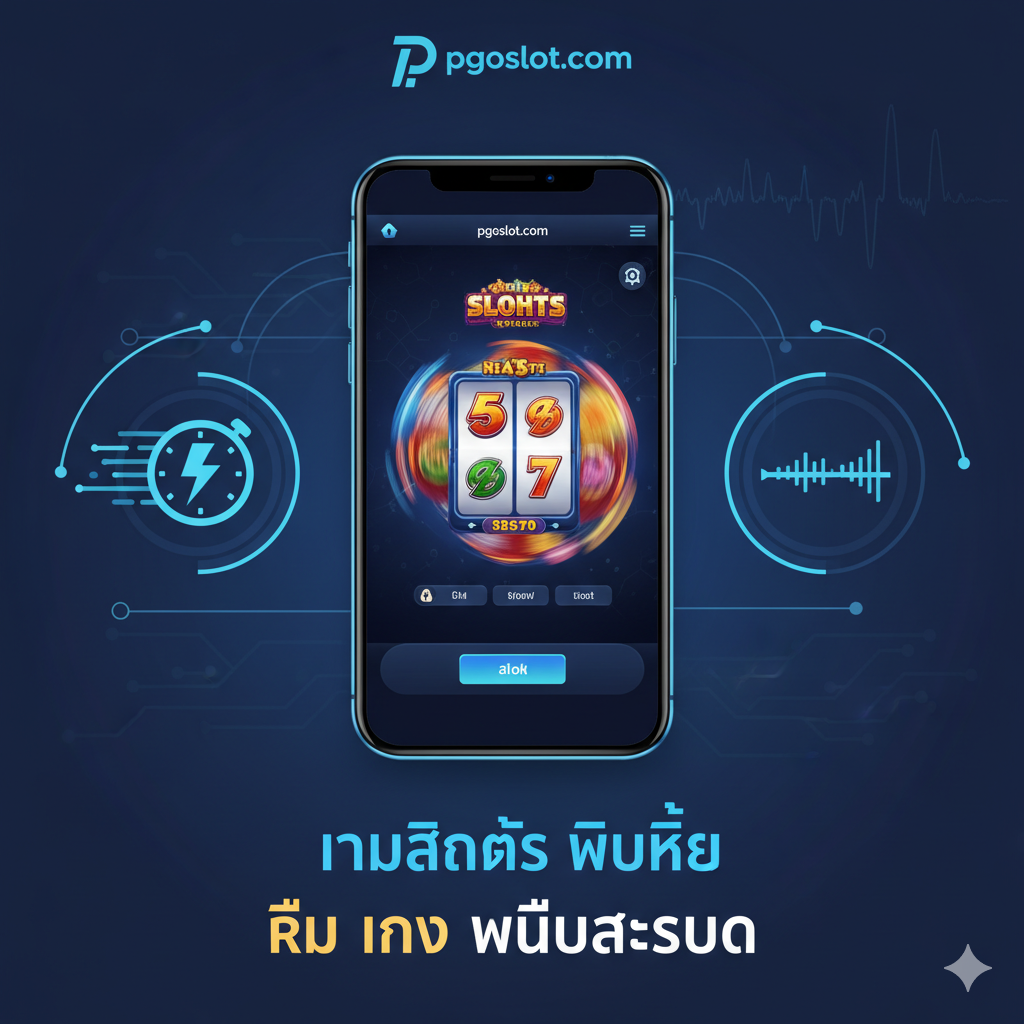 ภาพที่สื่อถึงประโยชน์ด้านความเสถียรและความรวดเร็วของการเล่นผ่านแอป pgoslot.com ใช้โทนสีน้ำเงินและสีฟ้าที่สื่อถึงเทคโนโลยีและประสิทธิภาพสูง ภาพควรแบ่งเป็นสองส่วน: ส่วนหนึ่งเป็นไอคอนรูปสายฟ้าและนาฬิกาที่หมุนเร็ว (สัญลักษณ์ของความเร็ว) อีกส่วนเป็นสัญลักษณ์ของเครือข่ายที่มั่นคงหรือกราฟที่นิ่งสนิท (สัญลักษณ์ของความเสถียร) ทั้งหมดถูกจัดวางอยู่รอบๆ กรอบโทรศัพท์มือถือที่แสดงอินเทอร์เฟซเกมสล็อตที่กำลังเล่นอย่างราบรื่น ไม่มีสะดุด เน้นเส้นสายที่คมชัดและทันสมัย
