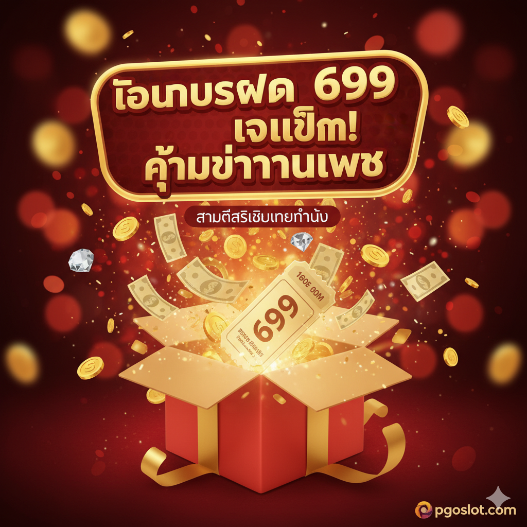 ภาพข้อได้เปรียบที่เน้นโปรโมชั่น 699 โดยมีกล่องของขวัญและโบนัส 699 ที่น่าดึงดูด