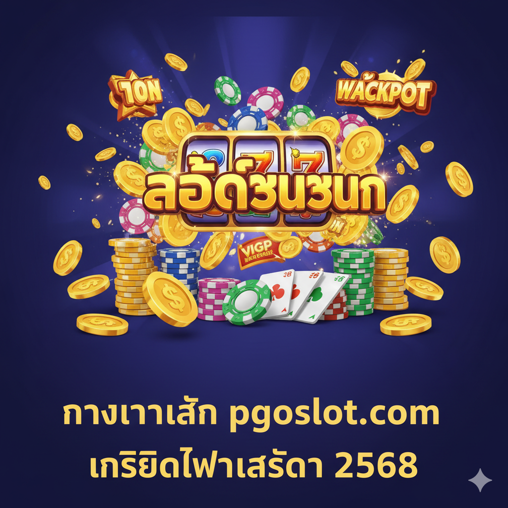 功能图片聚焦于“เครดิตฟรี”和“โปรโมชั่น 100%”。画面中央是一个打开的宝箱，从中涌ออก金币และ闪烁的优惠券（Coupon），优惠券上印มี“100% BONUS”和泰文“เครดิตฟรี”字样。使用鲜亮的红色和金色作为主色调，营造兴奋感。ในมุม放置 pgoslot.com 的小Logo，强调这是独家优惠。整体构图充满动态感，象征财富และความโอกาส的涌现。