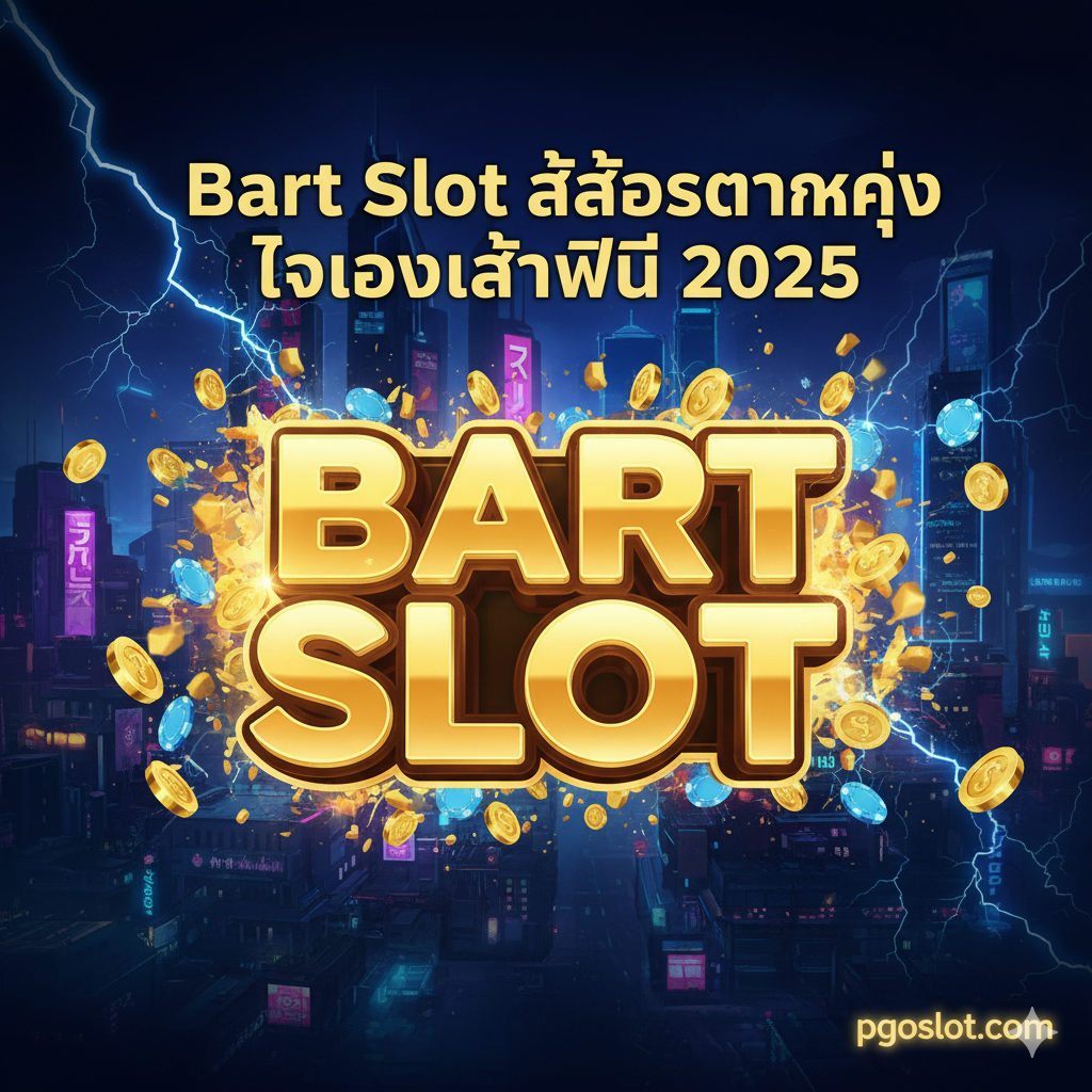 一张吸引สายตาของคนที่ตามหา Bart Slot สล็อตแตกง่าย ทดลองเล่นฟรี 2025 ภาพหลักเป็นโลโก้ Bart Slot ขนาดใหญ่ที่มีแสงสีทองเปล่งประกาย พร้อมเงินเหรียญและชิปที่กำลังแตกกระจาย ฉากหลังเป็นสไตล์ PG Soft ที่เป็นเมืองแฟนตาซีหรือไซเบอร์พังค์ยามค่ำคืน เน้นความรู้สึก "แตกง่าย" ด้วยอัญมณีที่แตกและฟ้าผ่าที่สว่างไสว โทนสีเน้นสีทอง สีน้ำเงินเข้ม และสีนีออนเพื่อสร้างความตื่นเต้นและร่ำรวย ภาพด้านล่างมีโลโก้เล็ก ๆ หรือลายน้ำของ pgoslot.com เพื่อแสดงถึงความน่าเชื่อถือ