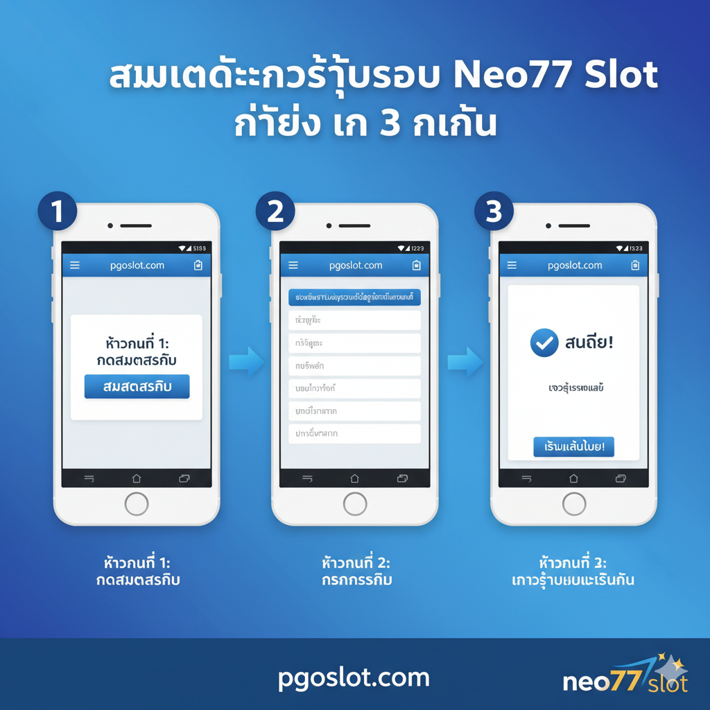 ภาพแสดงการสอนขั้นตอนการสมัครและเข้าสู่ระบบ Neo77 Slot ภายใน 3 นาทีอย่างง่ายดาย