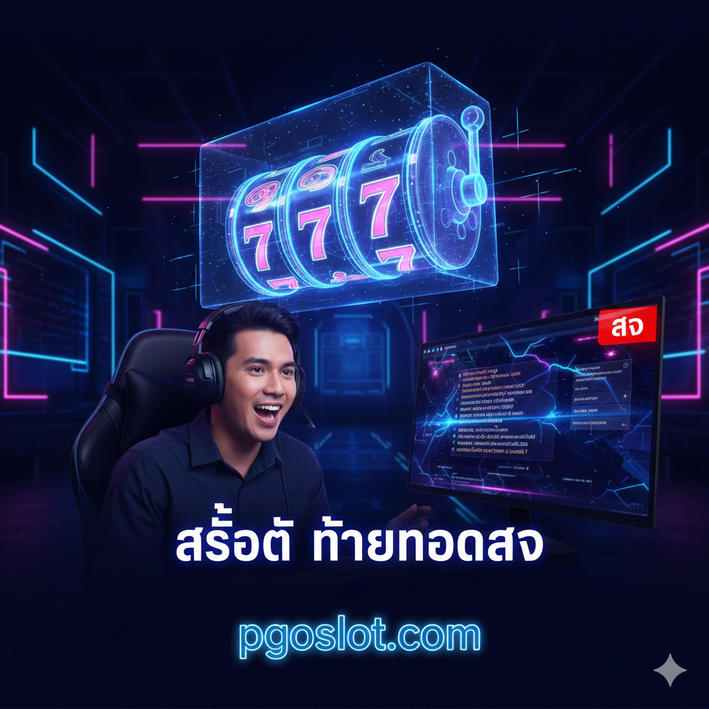 功能图聚焦于 Live Streaming 的互动性和实时聊天功能。画面为一个高分辨率的屏幕界面，占据主导位置的是一个正在直播老虎机游戏的画面，画面中 Jackpot 警示灯闪烁。屏幕右侧是密集的、快速滚动的实时聊天框（Live Chat），可以看到用户头像และ各种泰语评论及表情符号（如🔥, 🎉）。一只手（代表主播或观众）正持手机进行打字回复，强调观众的即时参与และ高频互动。色彩明亮，使用绿、黄、红等高对比度颜色突出互动元素。